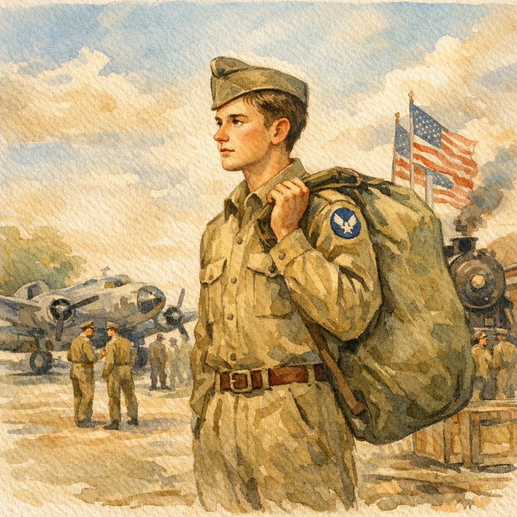 Young serviceman at Air Force base, 1940s