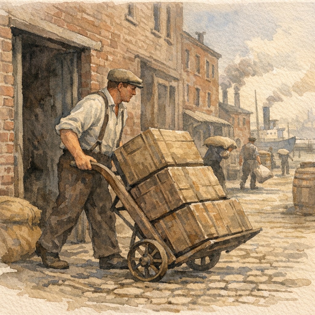 Irish immigrant porter working in Newark, 1890s