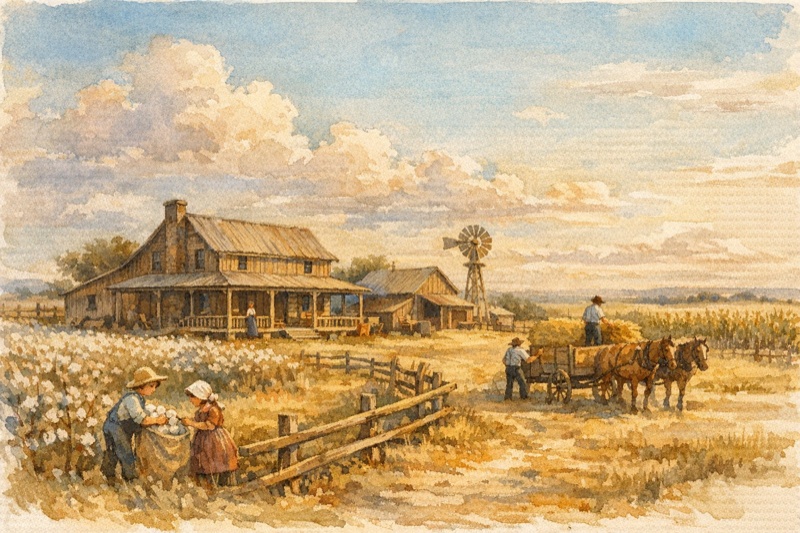 The Mowery homestead in the Texas Red River valley